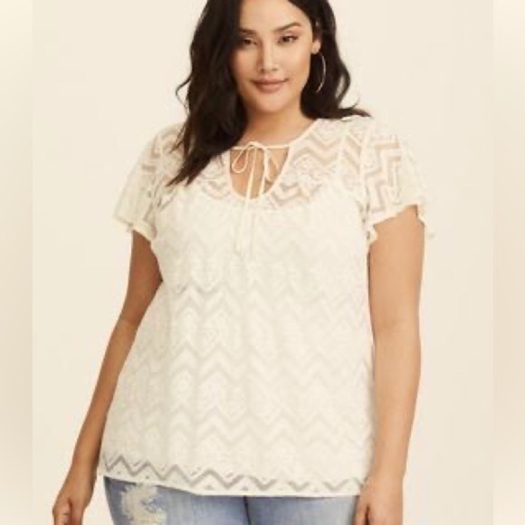 Torrid Cream Lace Blouse - Picture 1 of 9